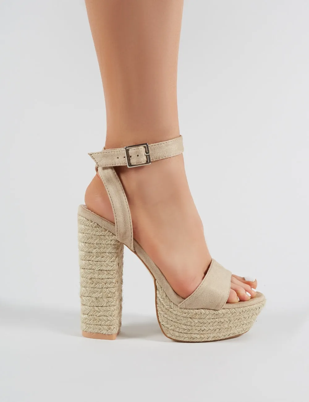 Hanalei Espadrille Block Heels in Nude Faux Suede sold by Public Desire product image thumbnail 5
