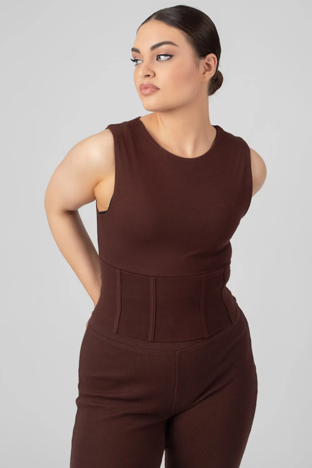 Corset Detail Top Chocolate sold by Public Desire product image thumbnail 2