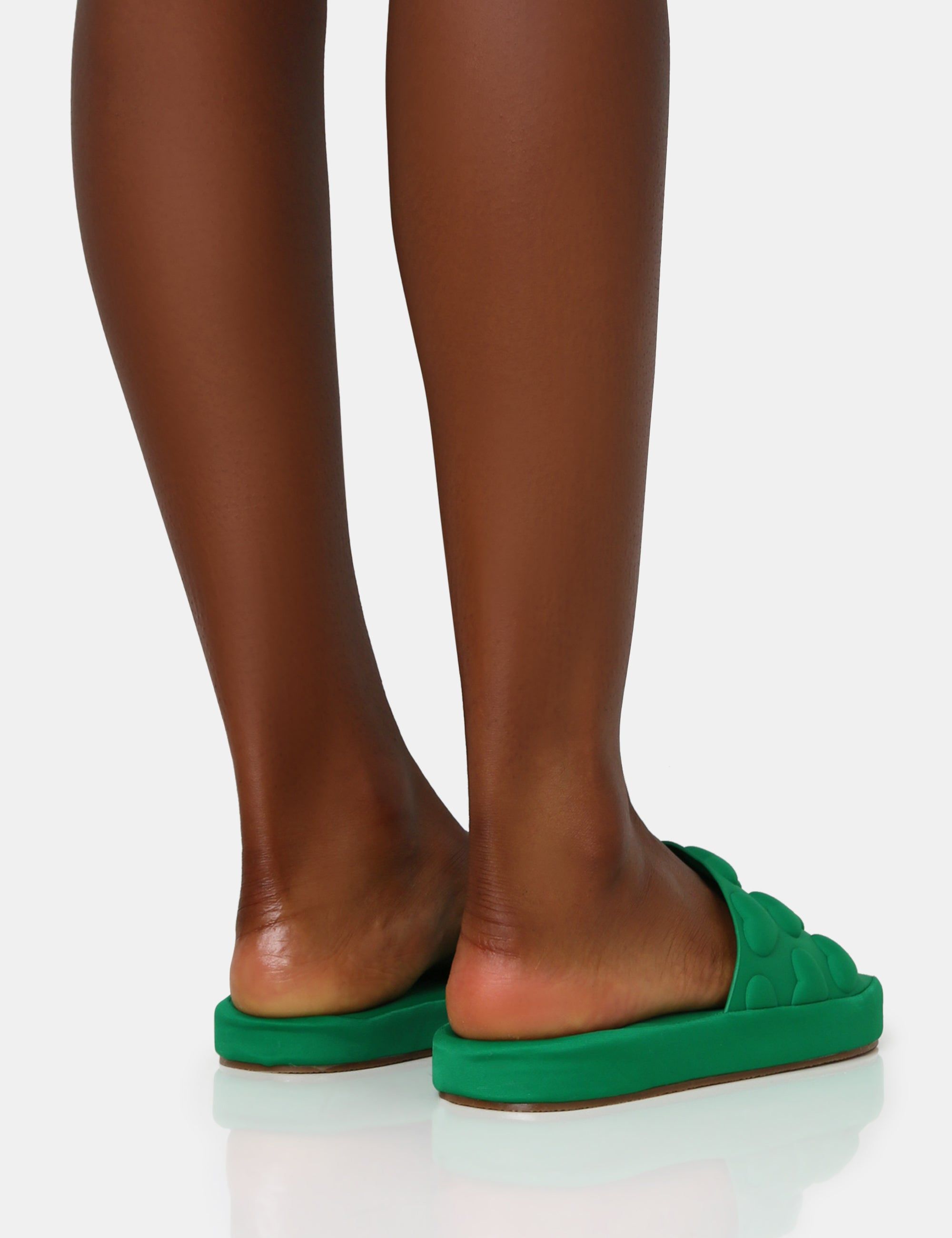 Bestie Green Nylon Embossed Heart Slider Sandals sold by Public Desire product image thumbnail 5