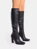 Acquilla Black Knee High Flared Heel Boots sold by Public Desire