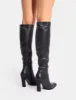Acquilla Black Knee High Flared Heel Boots sold by Public Desire