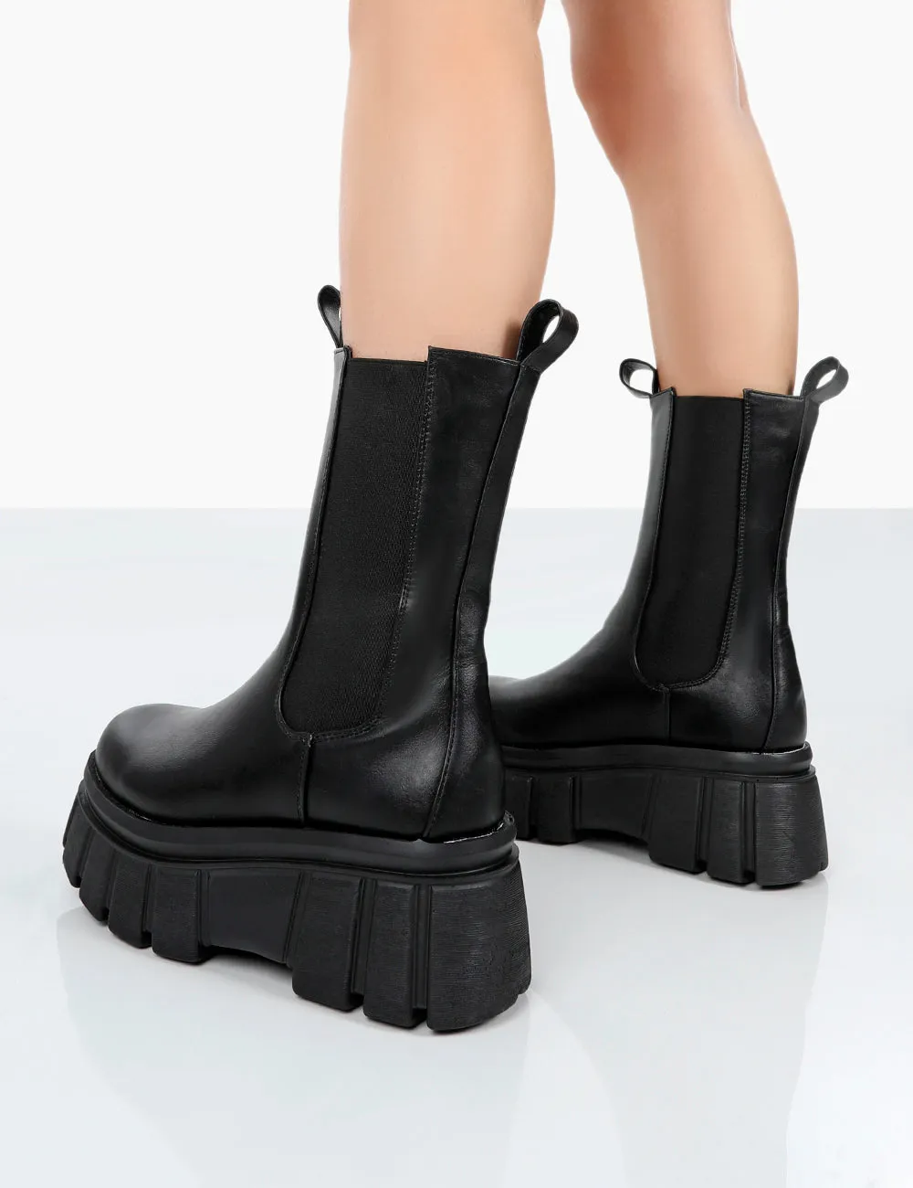 Delmz Black Pu Chunky Sole Ankle Boots sold by Public Desire product image thumbnail 2