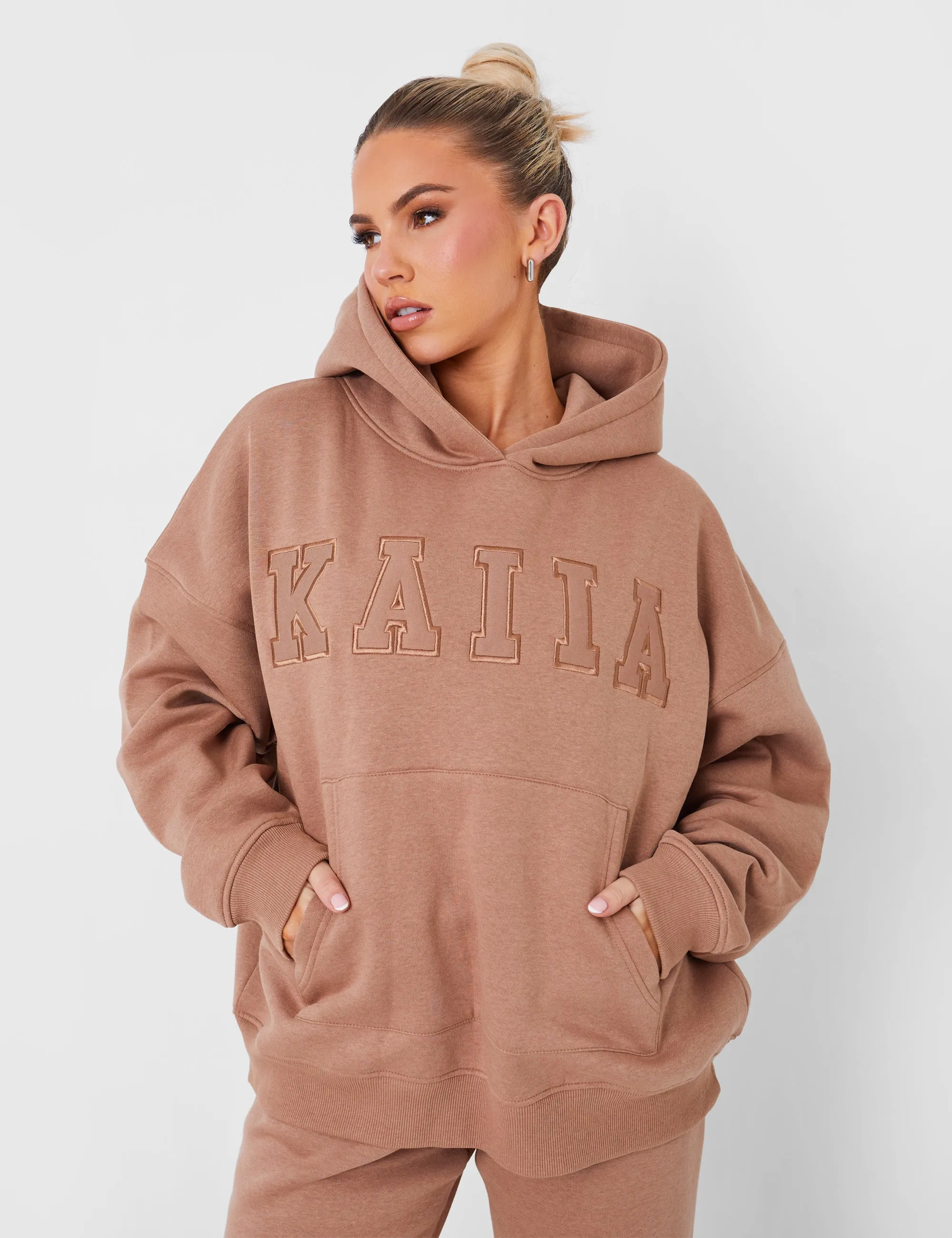 Kaiia Oversized Logo Hoodie in Caramel sold by Public Desire product image thumbnail 2