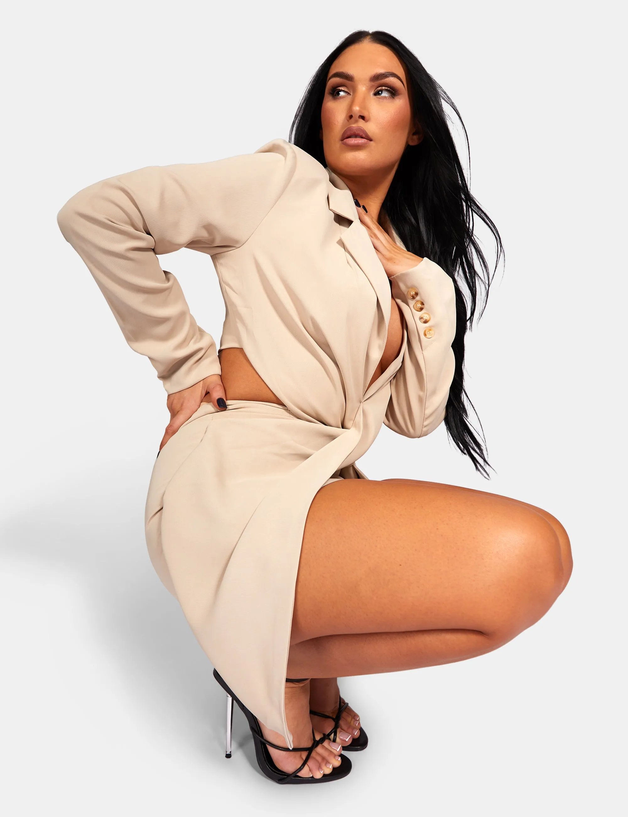 Twist Front Blazer Mini Dress Stone sold by Public Desire product image thumbnail 5