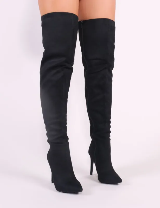 Raydar Over the Knee Boots in Black sold by Public Desire