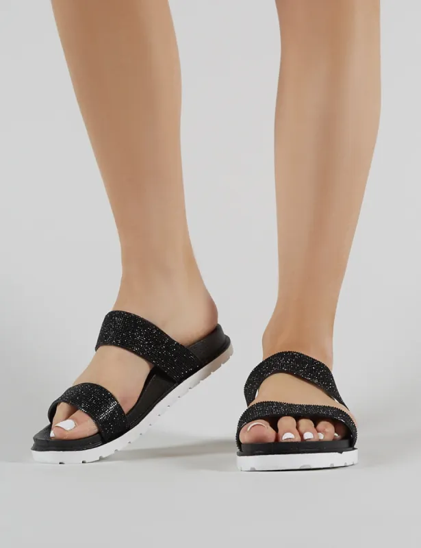 Raye Embellished Slider in Black sold by Public Desire