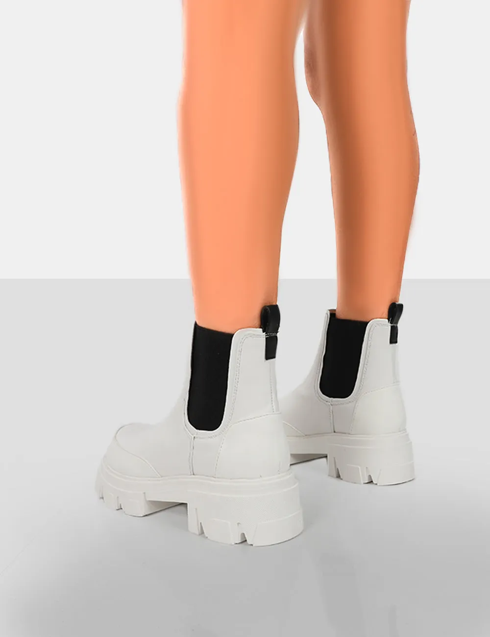 By Midnight White Pu Platform Chunky Sole Chelsea Boots sold by Public Desire product image thumbnail 2
