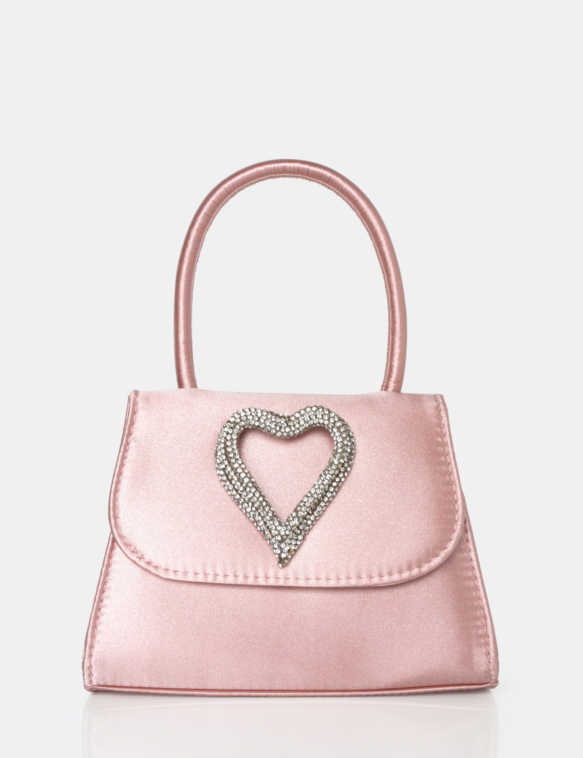 The Heart Baby Pink Satin Mini Bag sold by Public Desire