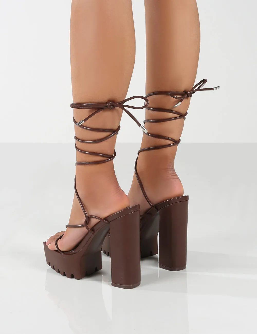Certified Choc Chunky Platform Lace Up Heels sold by Public Desire product image thumbnail 2