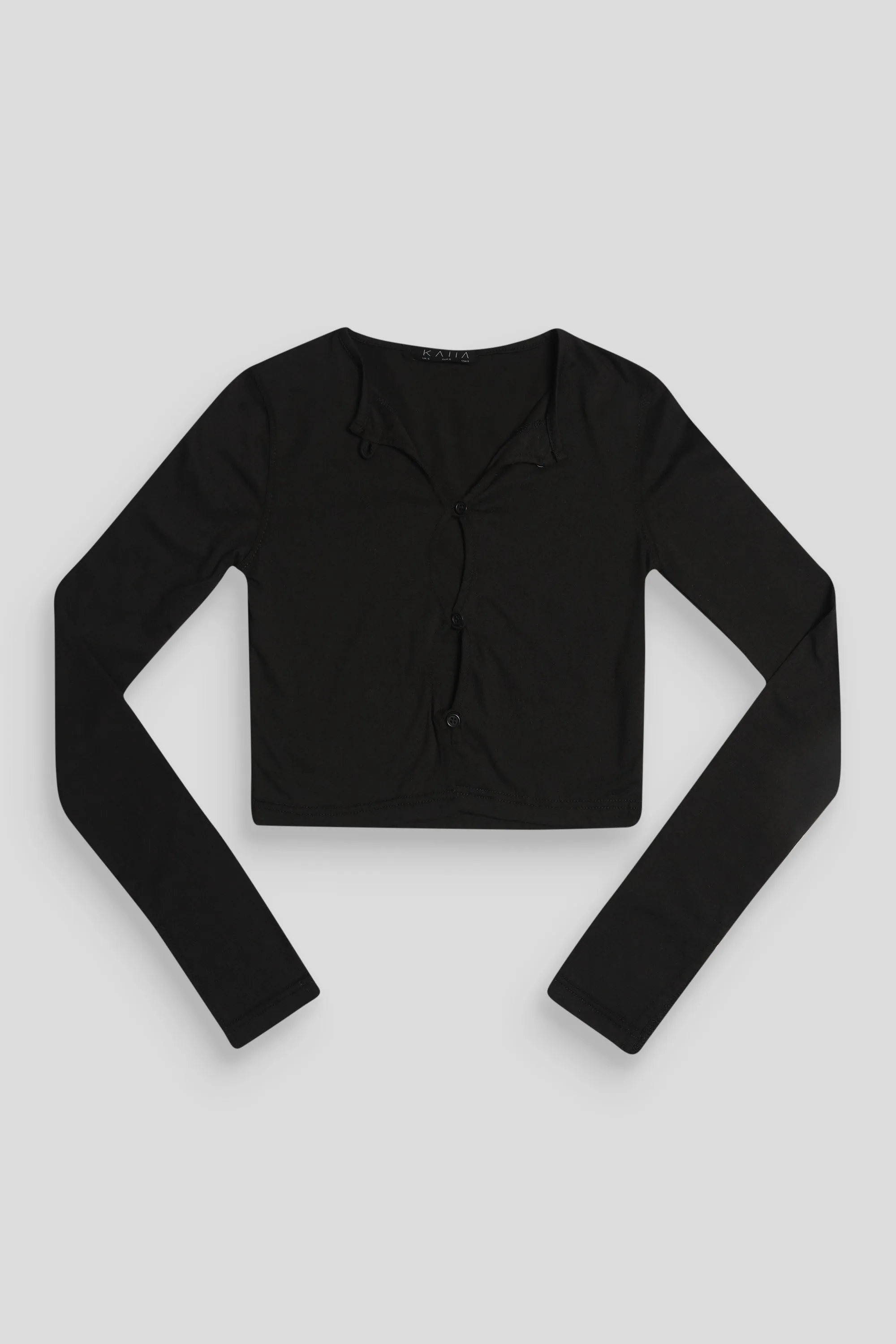 Long Sleeve Button Detail Crop Top Black sold by Public Desire product image thumbnail 5