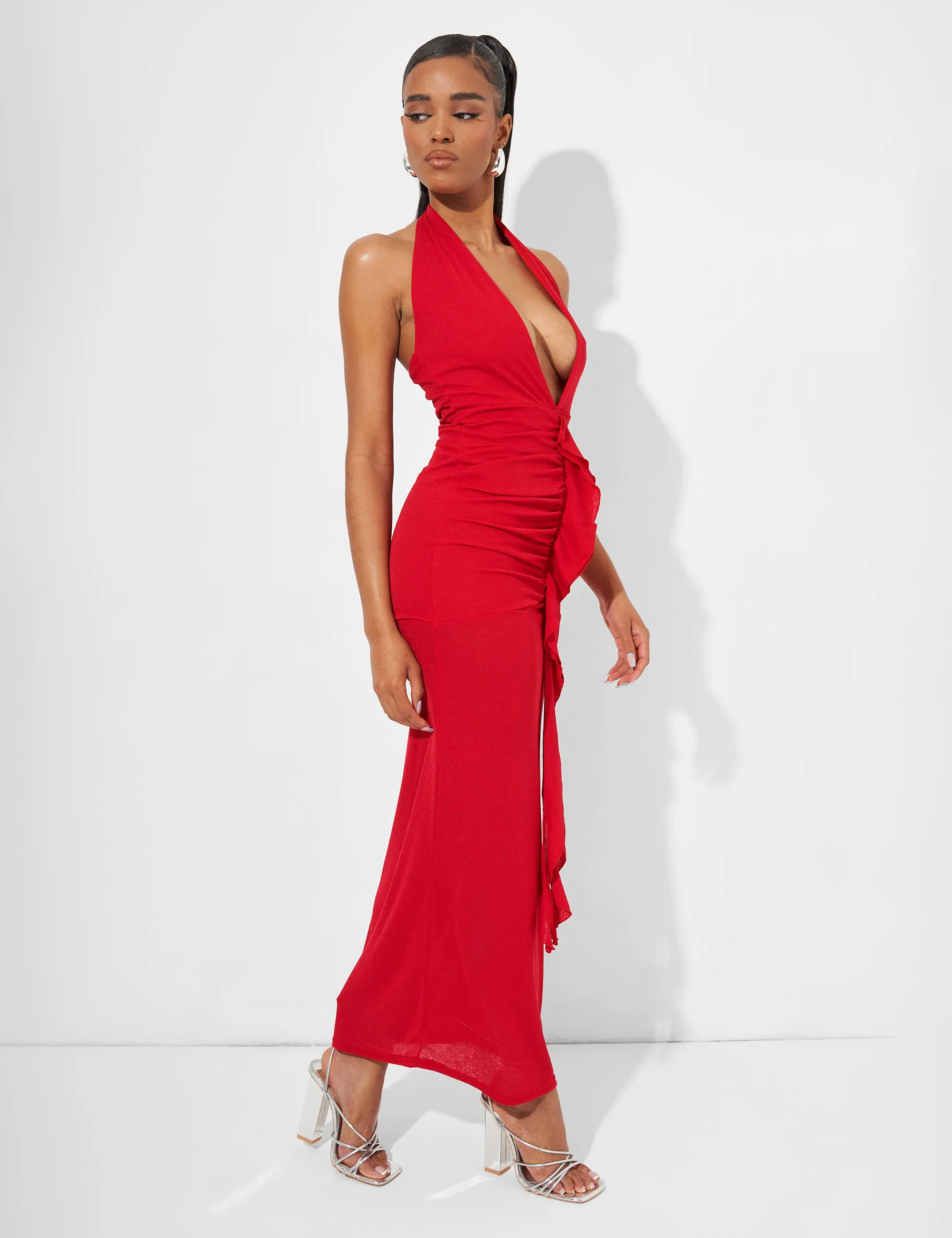 Deep Plunge Maxi Dress In Red sold by Public Desire product image thumbnail 3