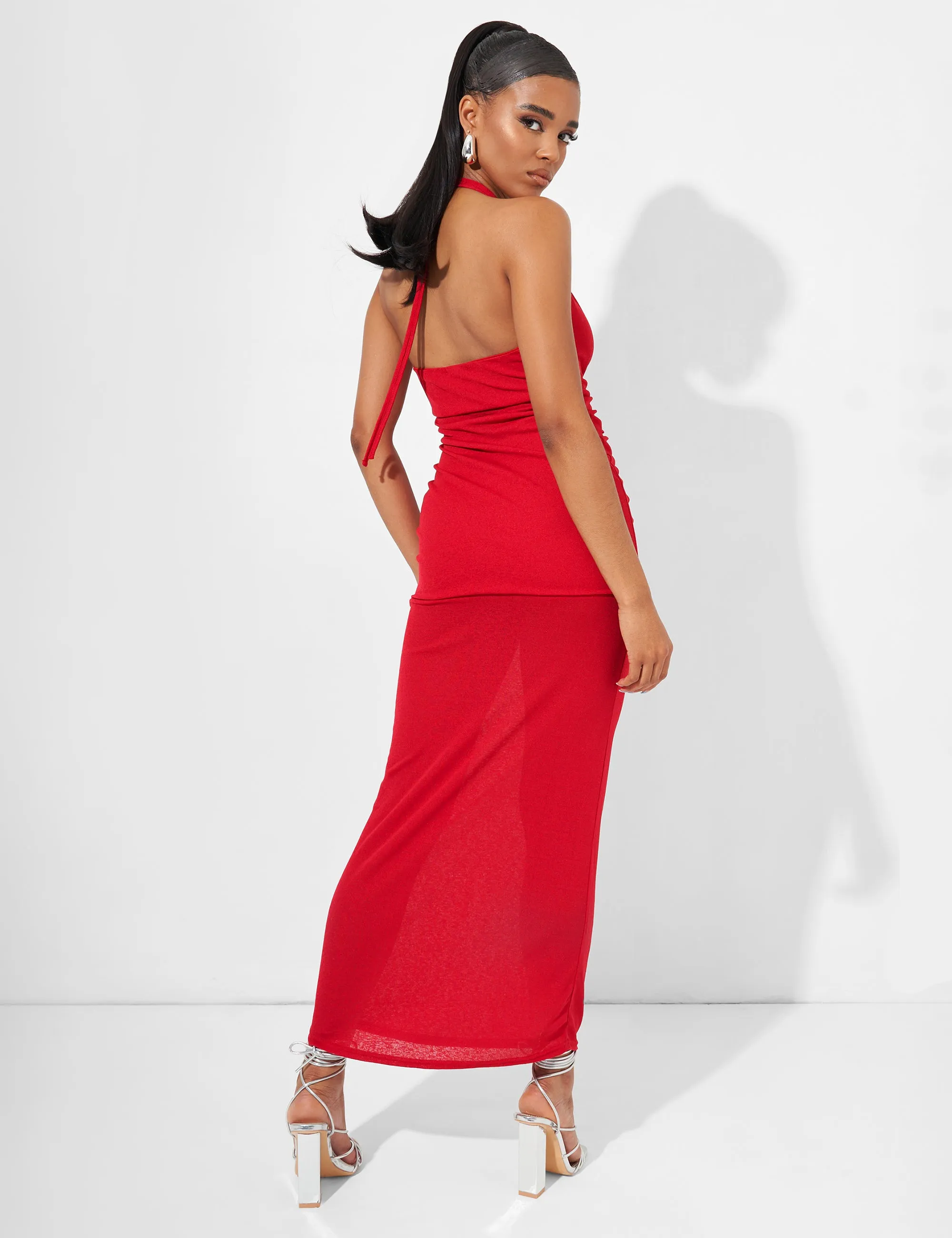 Deep Plunge Maxi Dress In Red sold by Public Desire product image thumbnail 4