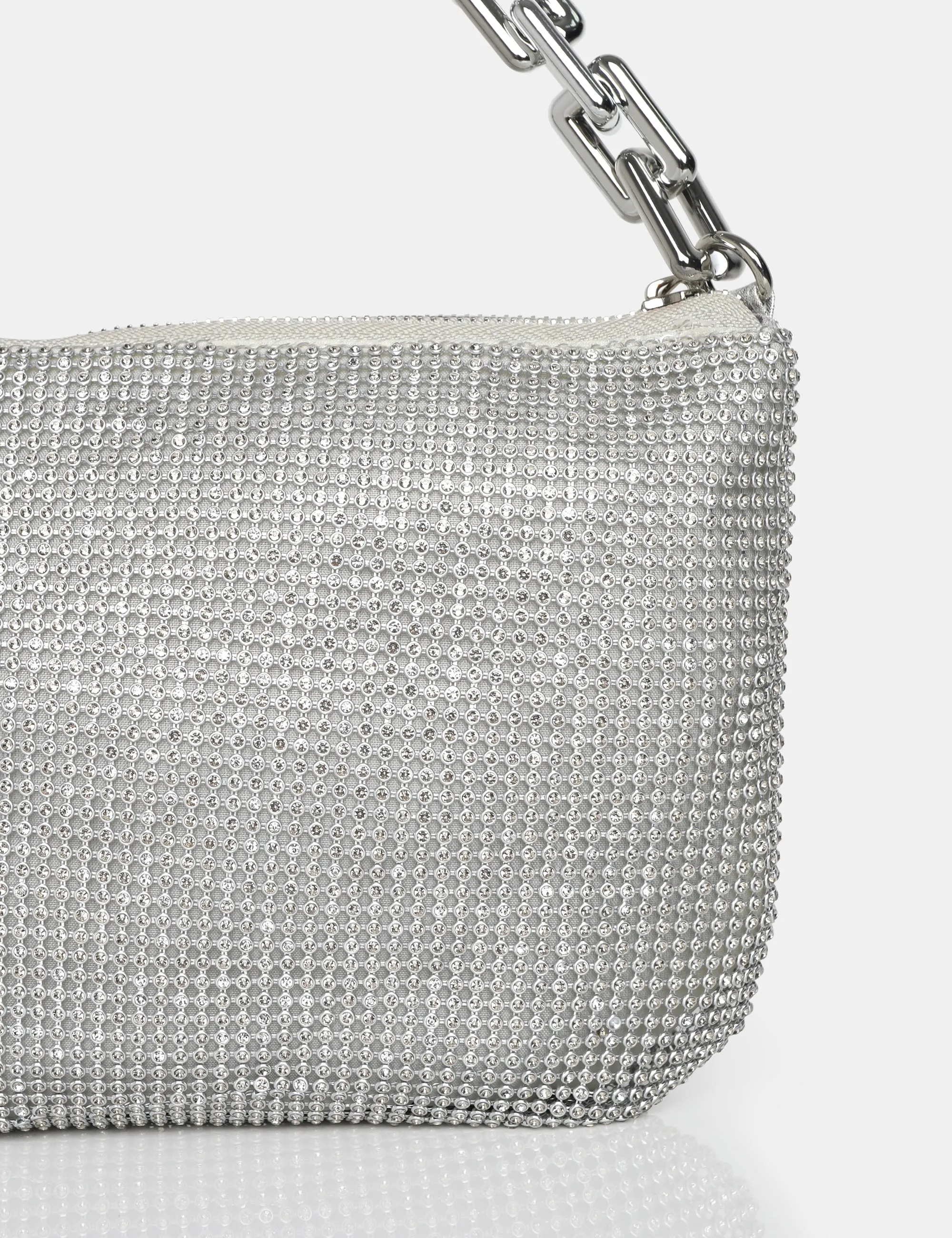 Giselle Silver Sparkly Diamante Rhinestone Chainmail Handbag sold by Public Desire product image thumbnail 3