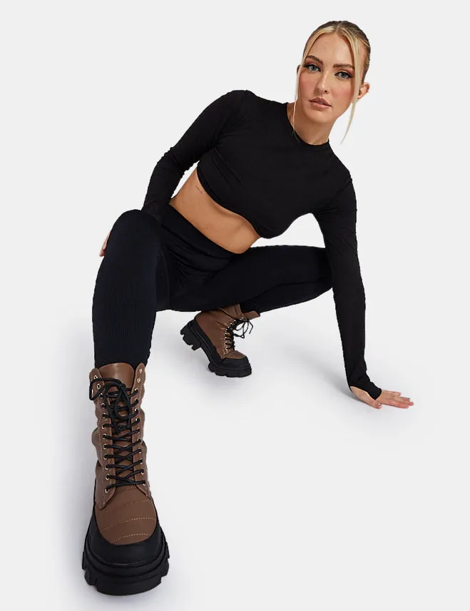 Long Sleeve Underbust Crop Top Black sold by Public Desire product image thumbnail 2