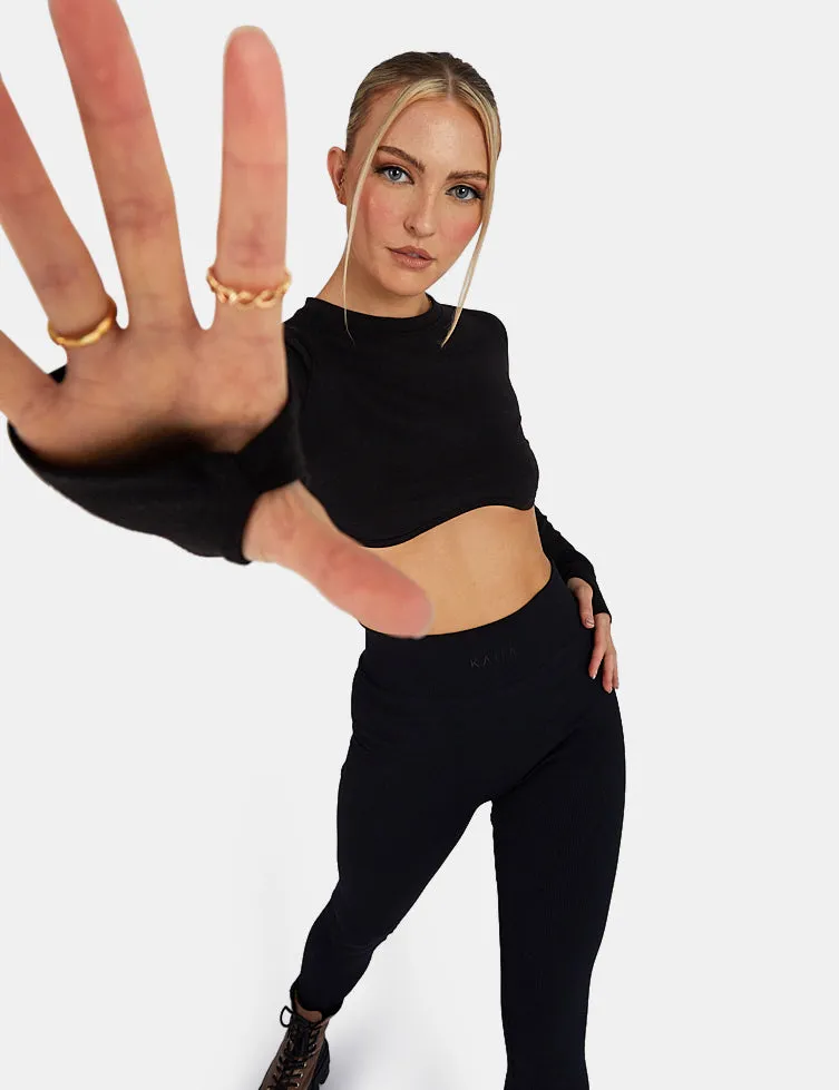 Long Sleeve Underbust Crop Top Black sold by Public Desire product image thumbnail 4