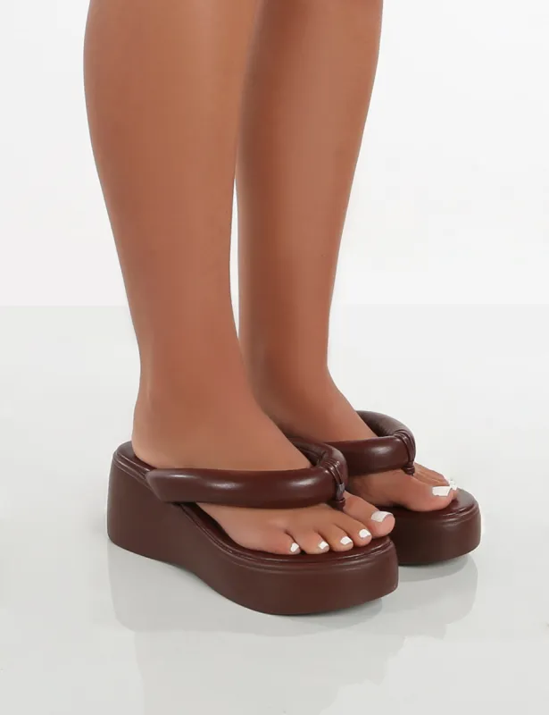 Song Chocolate Padded Toepost Flatform Sandal sold by Public Desire