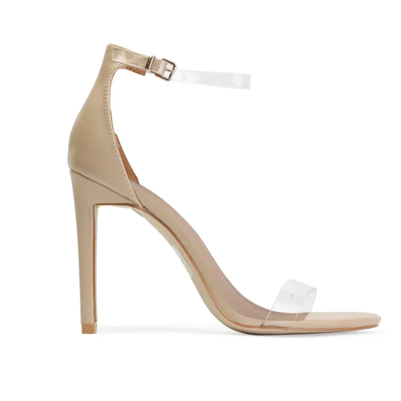 Daisy Clear Strap Stiletto Heels in Nude sold by Public Desire