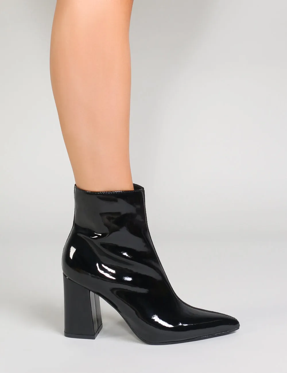 Chaos Contrast Pointed Toe Ankle Boots in Black Patent and Faux Suede sold by Public Desire product image thumbnail 5