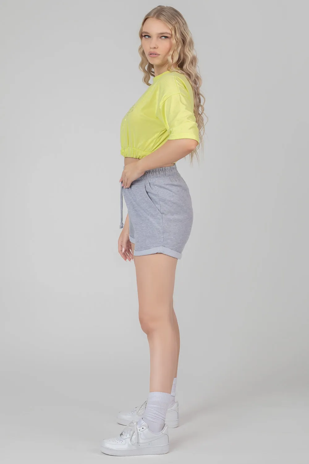 Elasticated Hem Tonal Embroidered T-Shirt Lime sold by Public Desire product image thumbnail 3