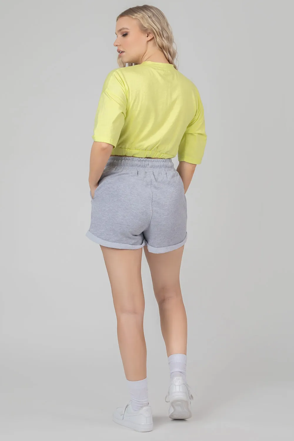 Elasticated Hem Tonal Embroidered T-Shirt Lime sold by Public Desire product image thumbnail 4