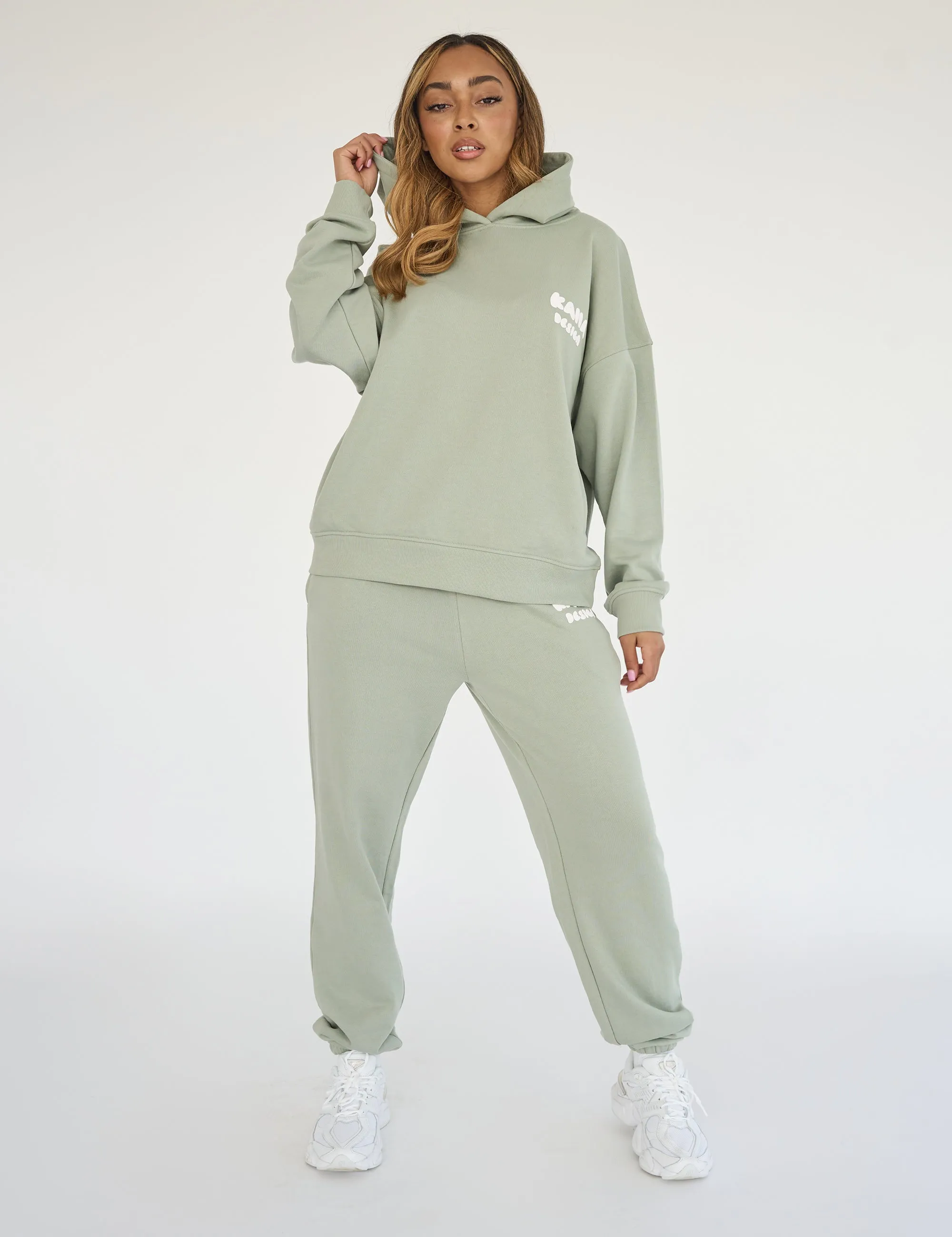 Kaiia Design Bubble Print Oversized Hoodie Sage Green sold by Public Desire product image thumbnail 3