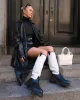 Genius Black PU Knee High Linen Platform Chunky Sole Boots sold by Public Desire