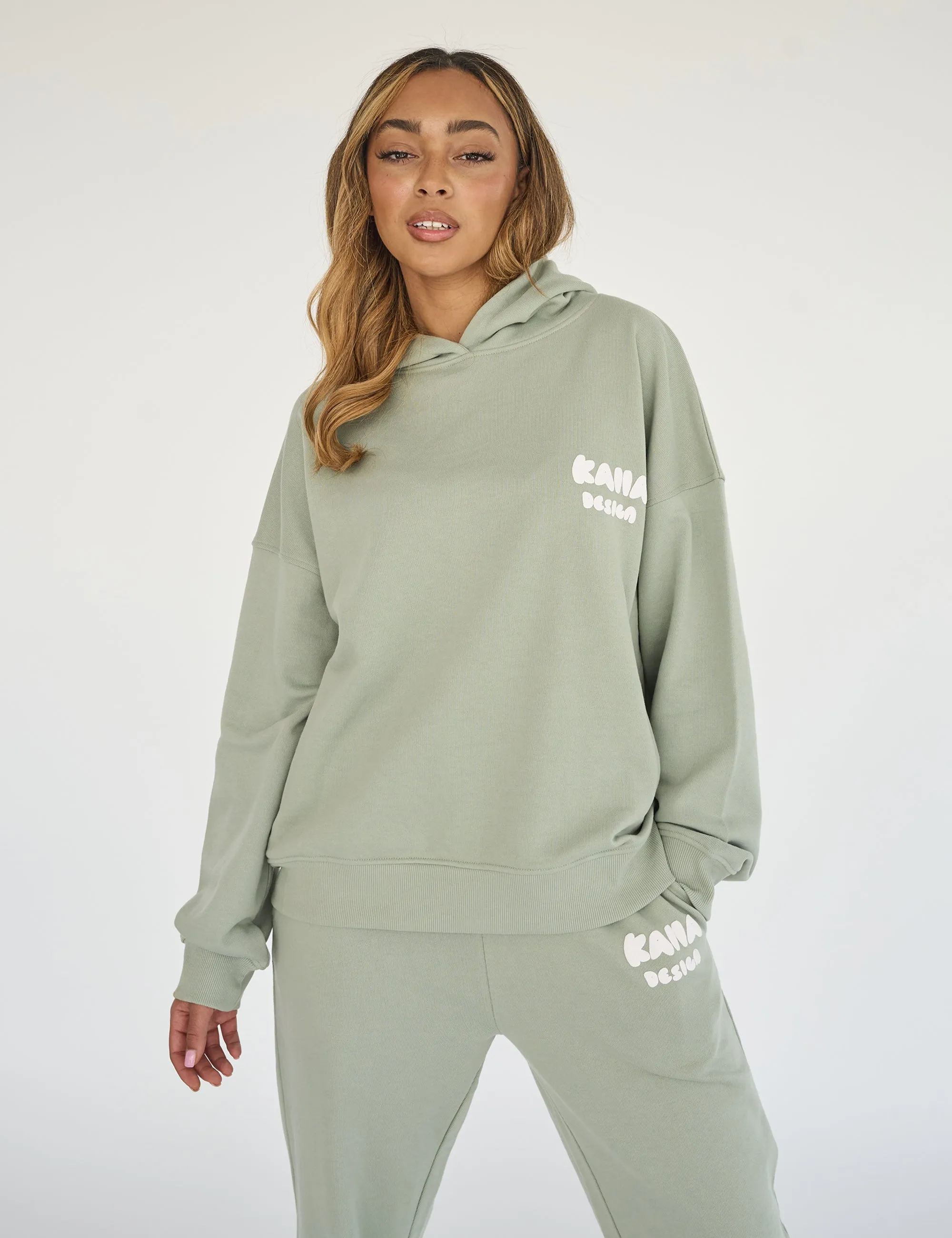 Kaiia Design Bubble Print Oversized Hoodie Sage Green sold by Public Desire product image thumbnail 2