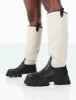 Genius Black PU Knee High Linen Platform Chunky Sole Boots sold by Public Desire