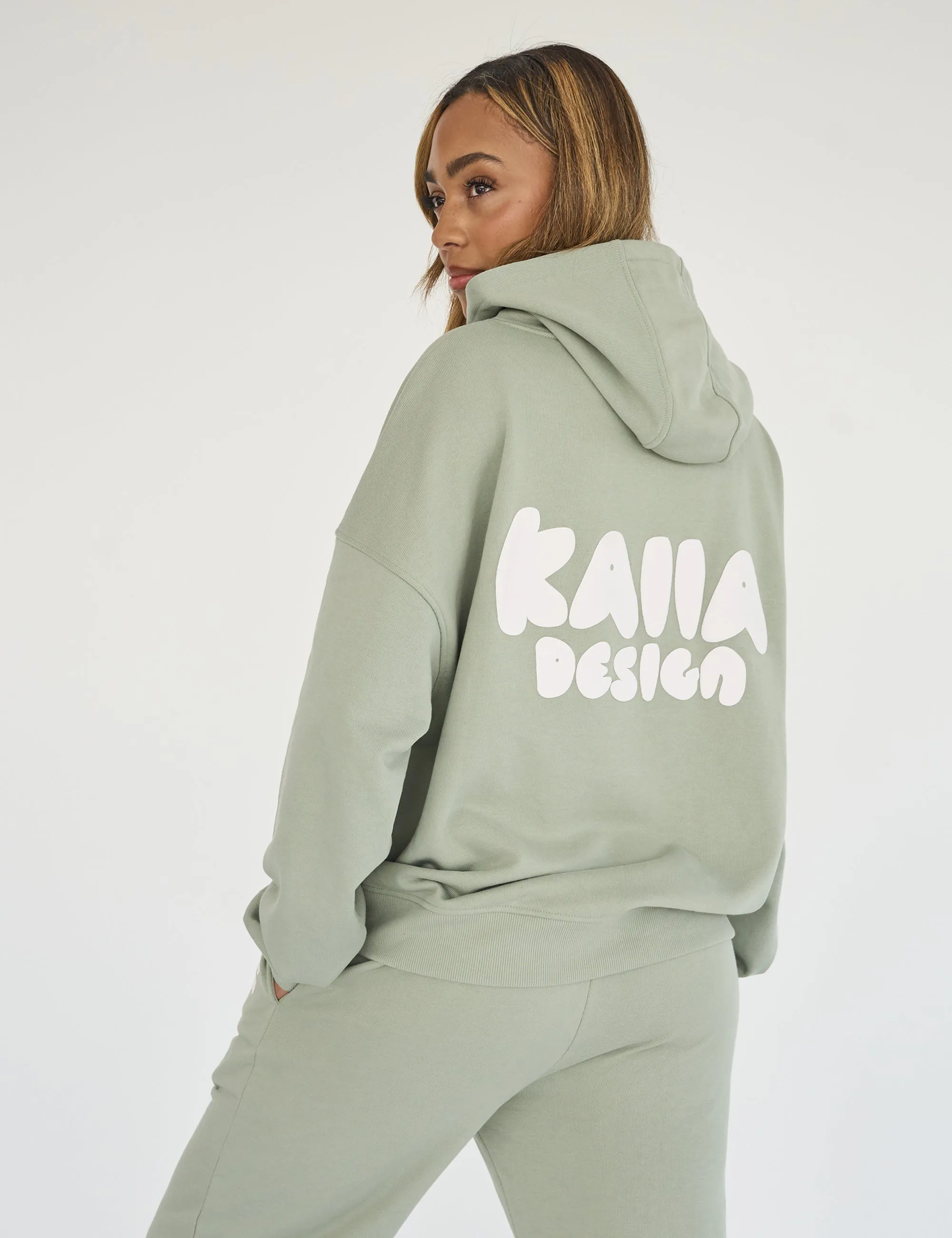 Kaiia Design Bubble Print Oversized Hoodie Sage Green sold by Public Desire
