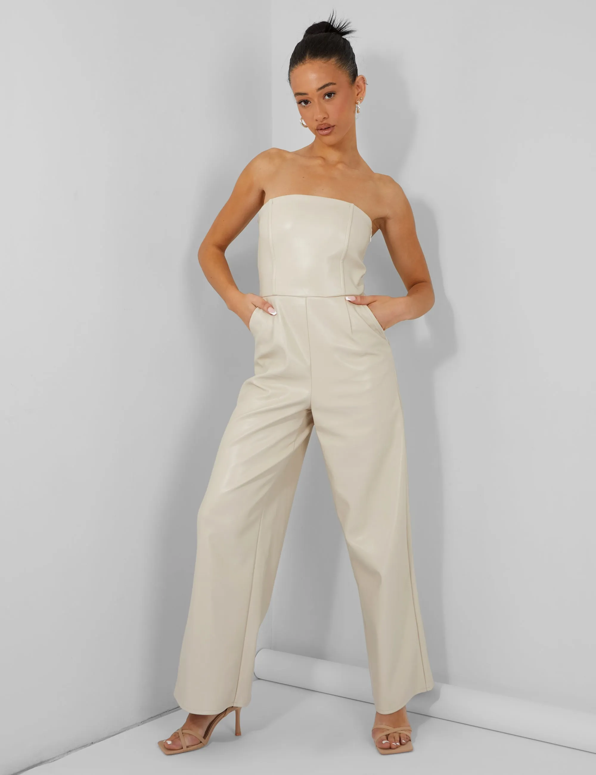 Bandeau Tailored Wide Leg Jumpsuit Stone sold by Public Desire product image thumbnail 2