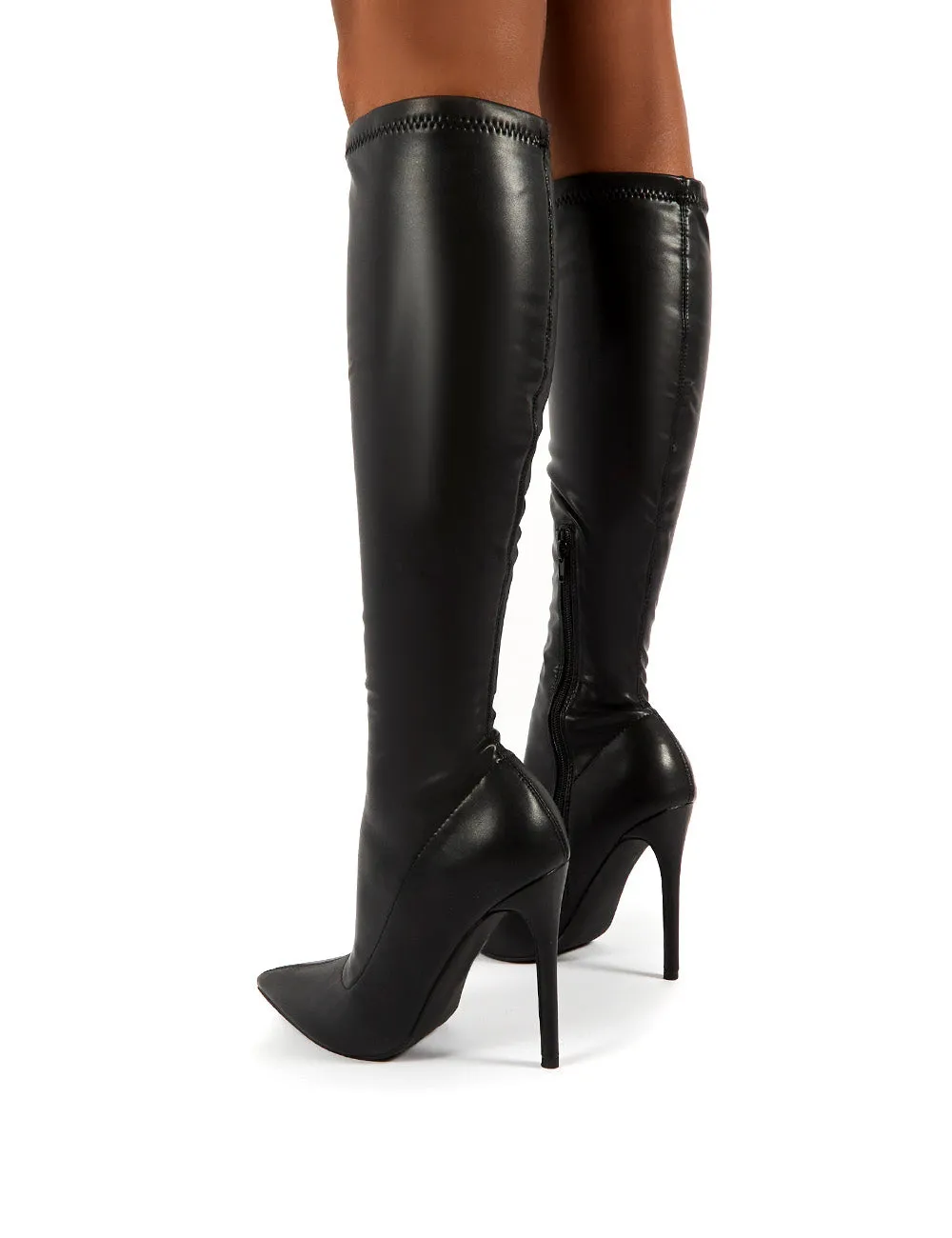 Ambition Black PU Knee High Stiletto Heel Boots sold by Public Desire product image thumbnail 3