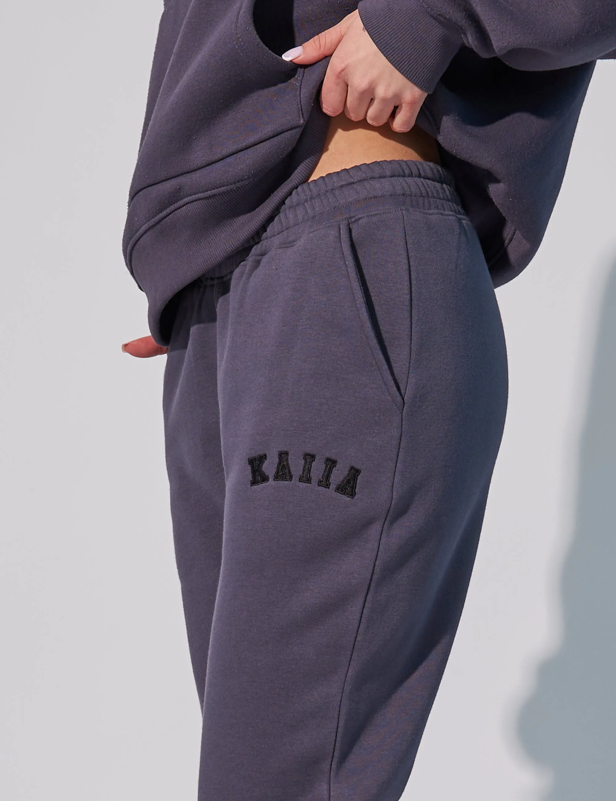 Kaiia Logo Wide Leg Sweat Pants in Dark Grey sold by Public Desire product image thumbnail 4
