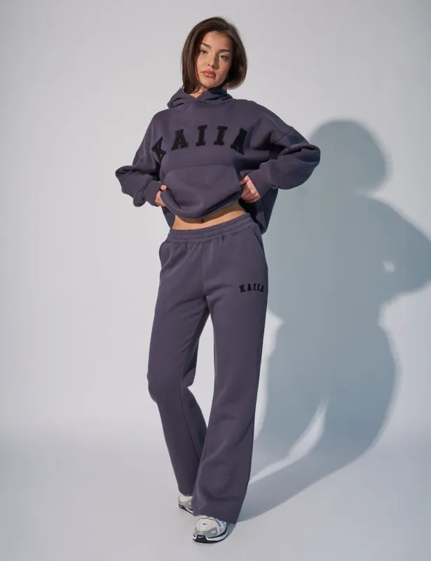 Kaiia Logo Wide Leg Sweat Pants in Dark Grey sold by Public Desire