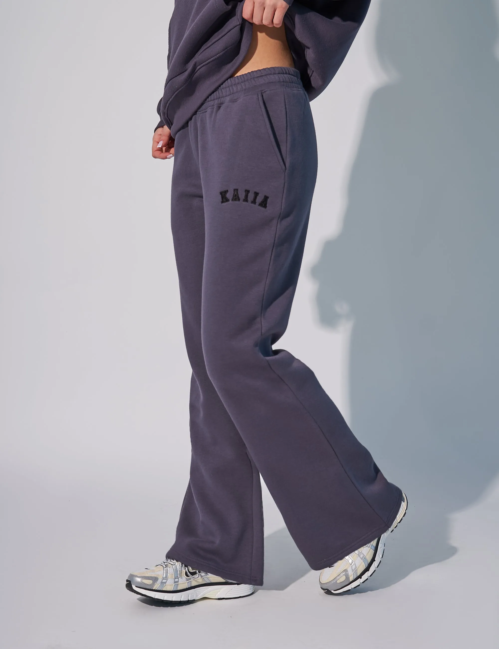 Kaiia Logo Wide Leg Sweat Pants in Dark Grey sold by Public Desire product image thumbnail 3