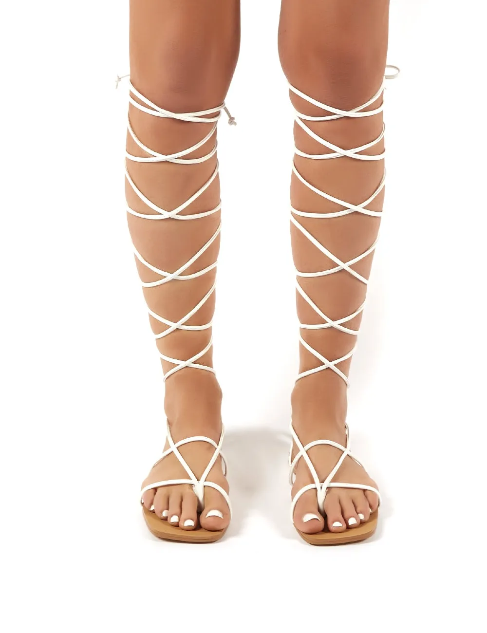 Natalia White Pu Lace up Flat Gladiator Sandals sold by Public Desire product image thumbnail 2