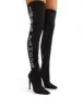 Authority Black Diamante Slogan Heeled Over the Knee Boots sold by Public Desire