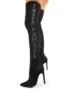Authority Black Diamante Slogan Heeled Over the Knee Boots sold by Public Desire