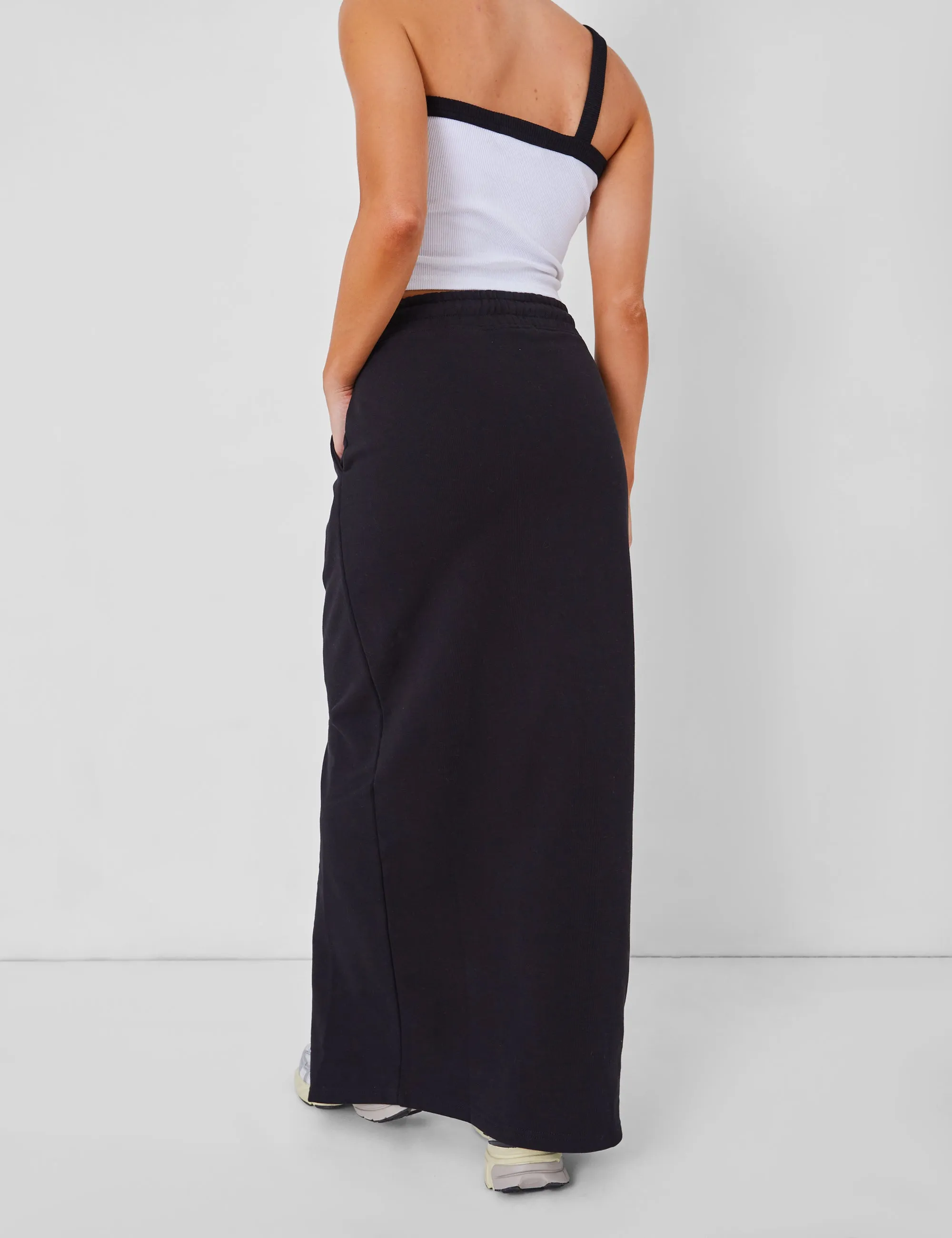 Kaiia Split Front Sweat Maxi Skirt in Black sold by Public Desire product image thumbnail 4