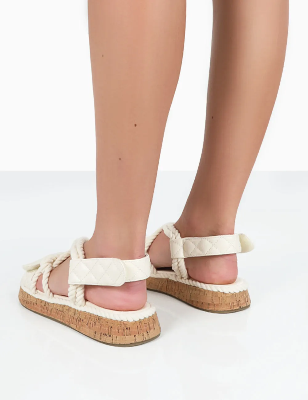 Miami Wide Fit Ecru Rope Flatform Lace Up Sandals sold by Public Desire product image thumbnail 2
