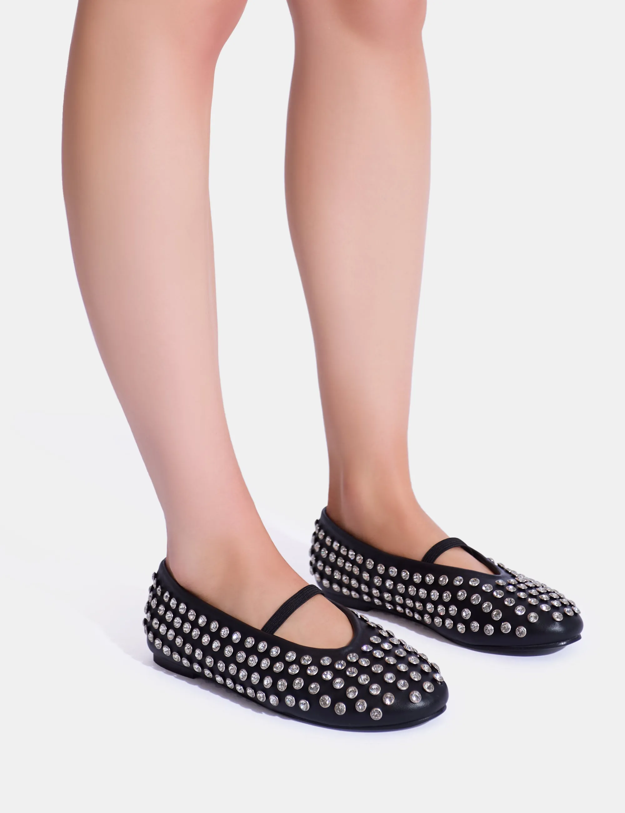 Mina Black Embellished Ballet Flat Pumps sold by Public Desire