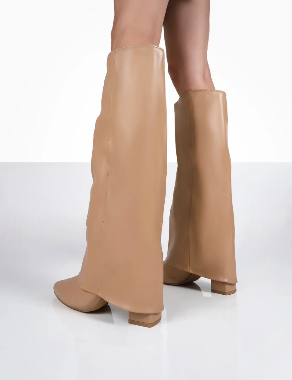 Zendaya Nude Pointed Toe Knee High Block Boots sold by Public Desire product image thumbnail 3