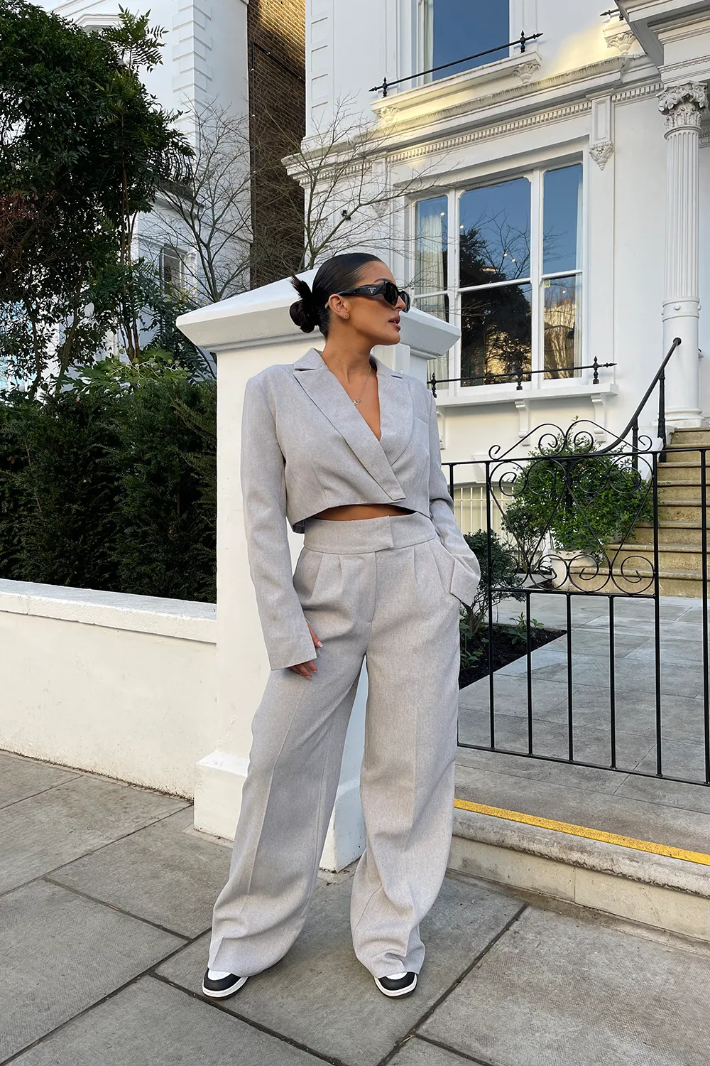 Tailored Premium Wide Leg Trouser Grey sold by Public Desire