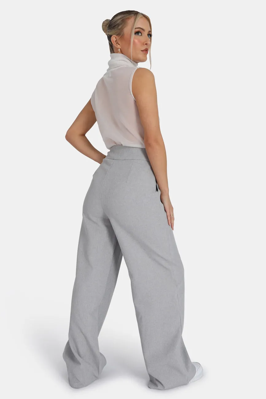 Tailored Premium Wide Leg Trouser Grey sold by Public Desire product image thumbnail 3