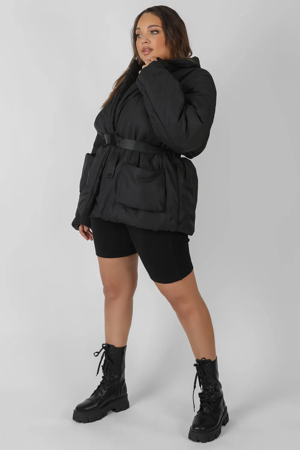 Curve Belted Puffer Blazer Black sold by Public Desire product image thumbnail 2