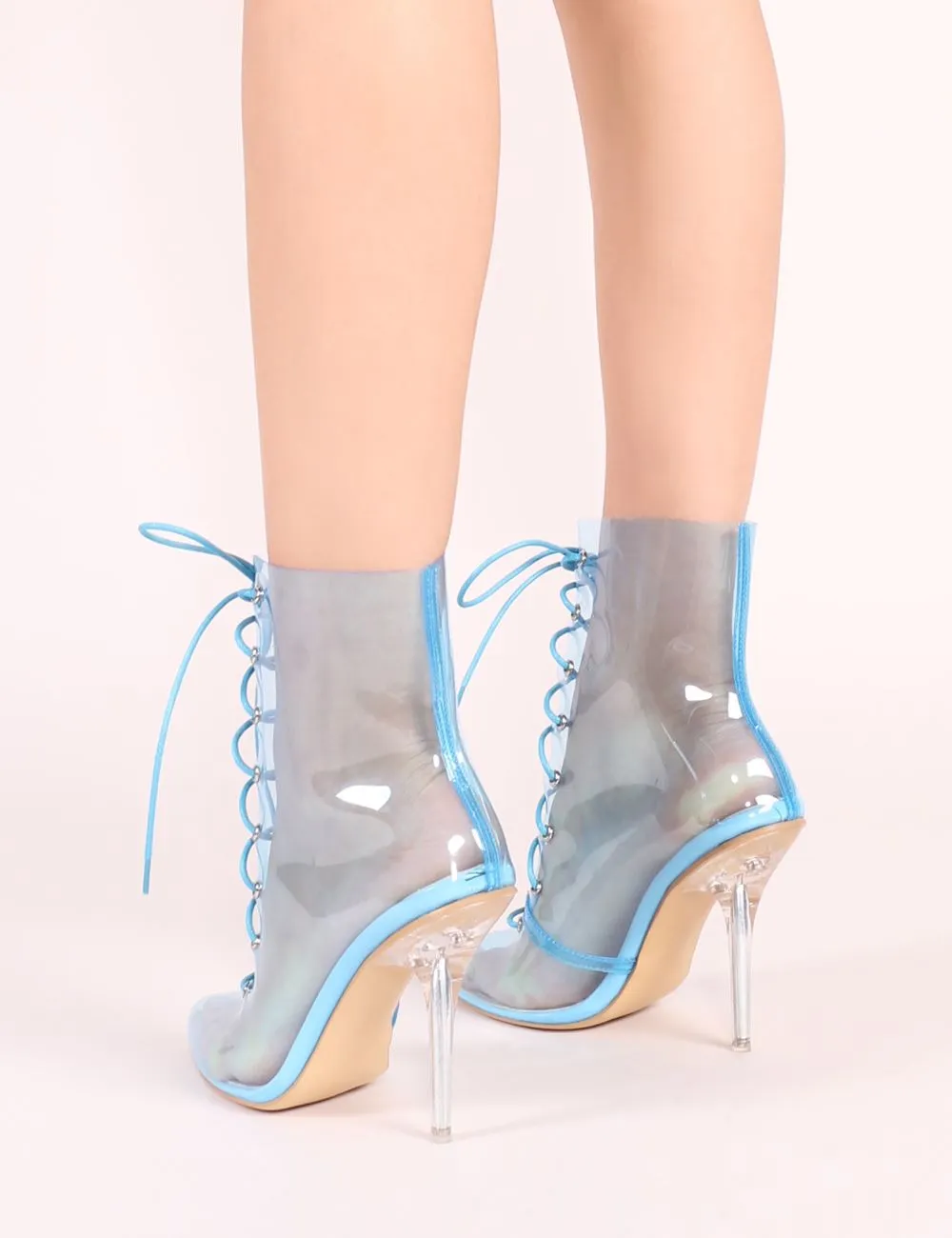 Hawt Clear Perspex Lace Up Ankle Boots in Blue sold by Public Desire product image thumbnail 4