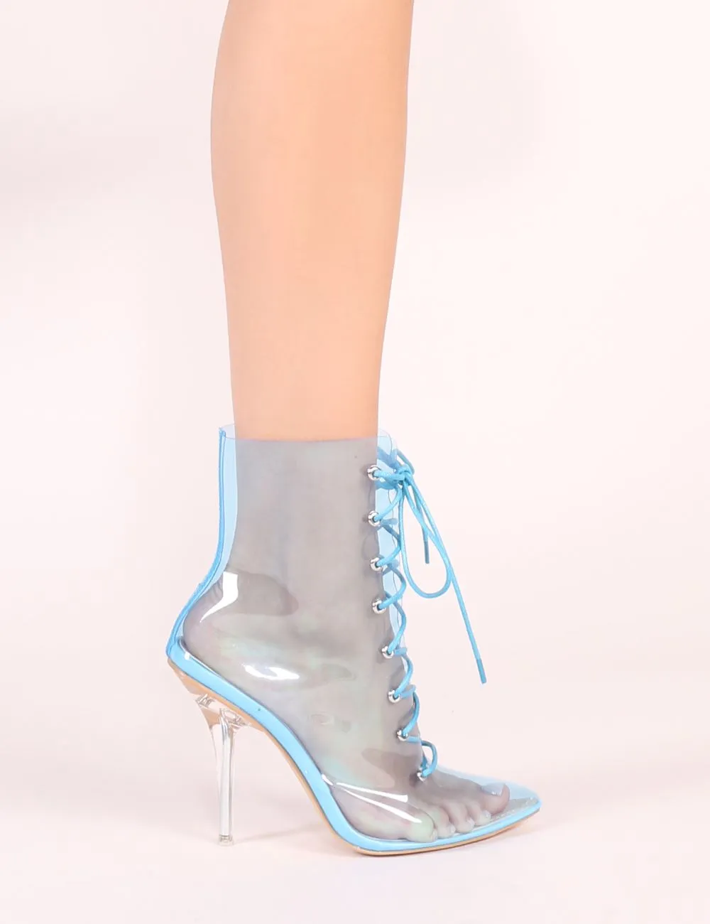 Hawt Clear Perspex Lace Up Ankle Boots in Blue sold by Public Desire product image thumbnail 5
