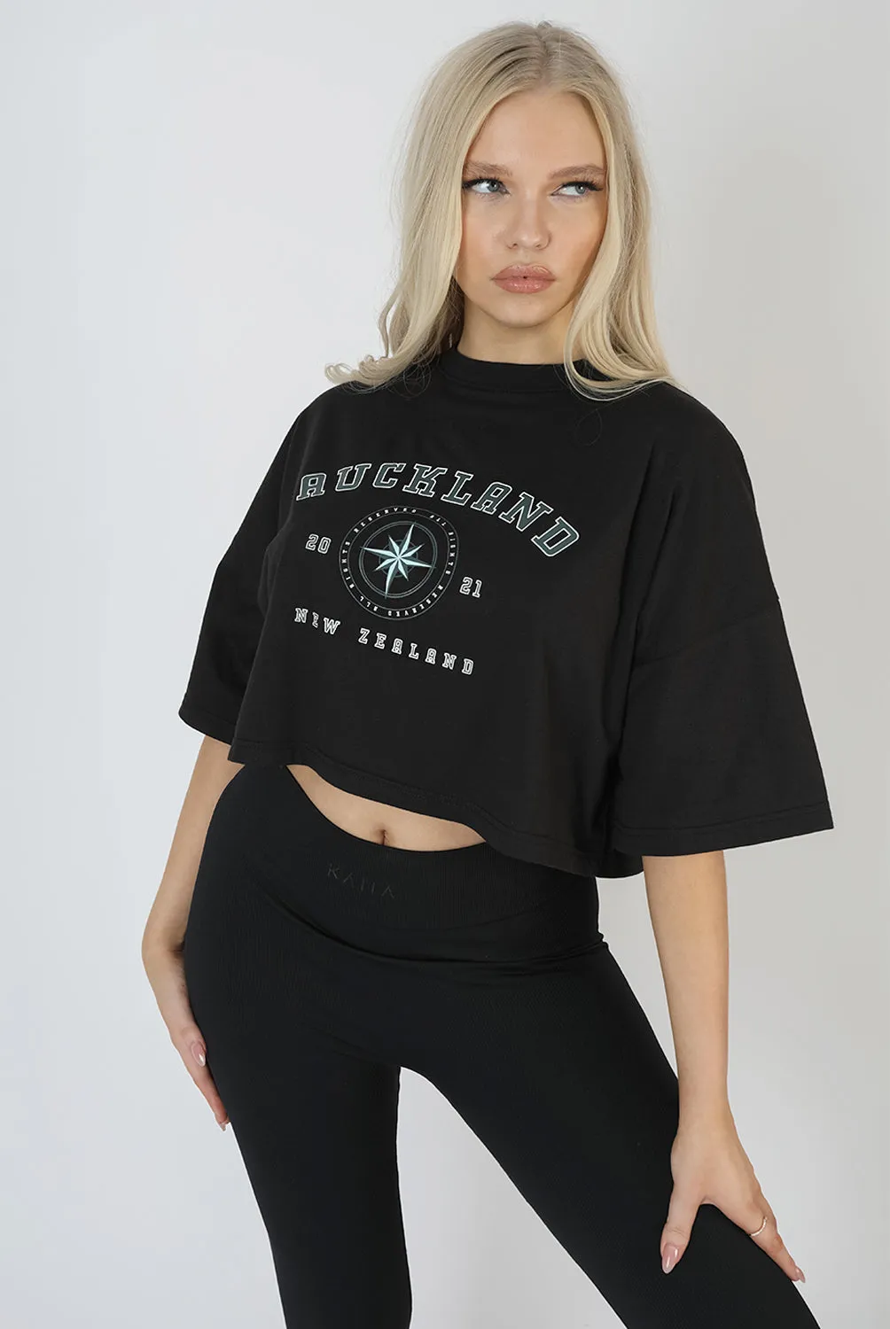 Auckland Slogan Crop Top Black sold by Public Desire product image thumbnail 2