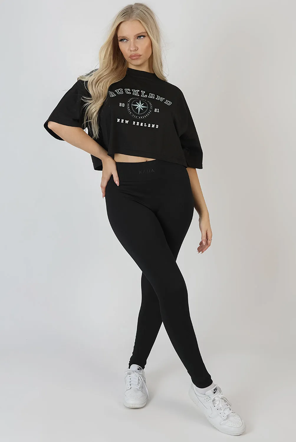 Auckland Slogan Crop Top Black sold by Public Desire