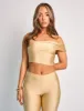 One Shoulder Fold Over Crop Top Co Ord Gold sold by Public Desire