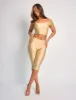 One Shoulder Fold Over Crop Top Co Ord Gold sold by Public Desire